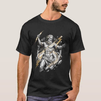 Griechische Gott Zeus Statue bricht mit Blitz T-Shirt