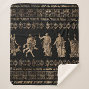 Griechische Gottheiten und Mäander-Schlüsselverz Sherpadecke