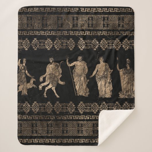 Griechische Gottheiten und Mäander-Schlüsselverzie Sherpadecke (Vorderseite)