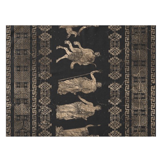 Griechische Gottheiten und Mäander-Schlüsselverzie Tischdecke (Vorderseite (Horizontal))