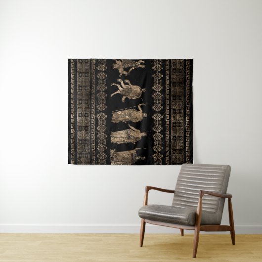 Griechische Gottheiten und Mäander-Schlüsselverzie Wandteppich (Beispiel (Horizontal))