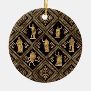 Griechische Gottheiten und Meander-Schlüsseldekor Keramik Ornament