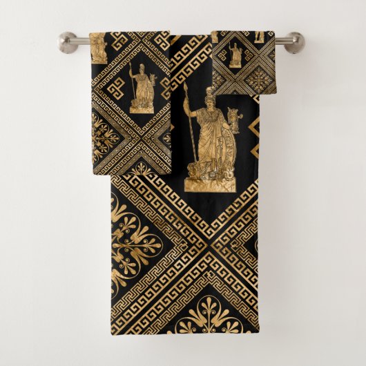 Griechische Gottheiten und Meander-Schlüsseldekora Badhandtuch Set (Insitu)