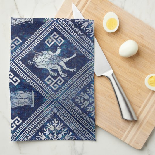 Griechische Gottheiten und Meander-Schlüsseldekora Geschirrtuch (Viertel Falte)