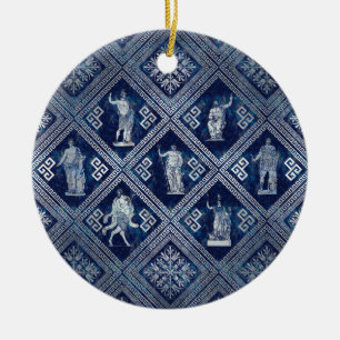 Griechische Gottheiten und Meander-Schlüsseldekora Keramik Ornament