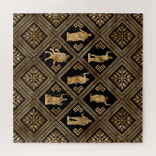 Griechische Gottheiten und Meander-Schlüsseldekora Puzzle (Horizontal)