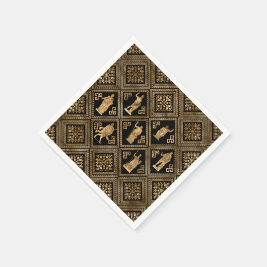 Griechische Gottheiten und Meander-Schlüsseldekora Serviette (Ecke)