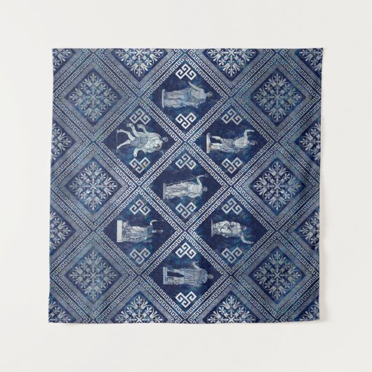 Griechische Gottheiten und Meander-Schlüsseldekora Wandteppich (Vorderseite (Horizontal))