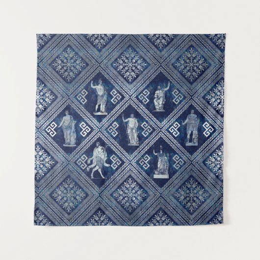 Griechische Gottheiten und Meander-Schlüsseldekora Wandteppich (Vorderseite)