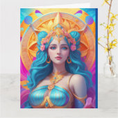 Griechische Göttin Aphrodite in ihrem Splendor Karte (Gelbe Blume)