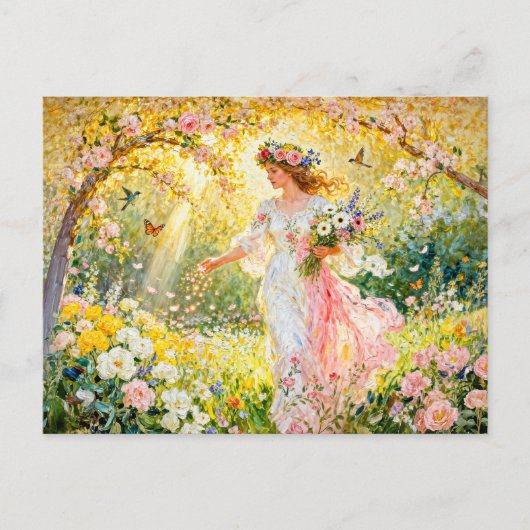 Griechische Göttin Flores im Garten Postkarte (Vorderseite)