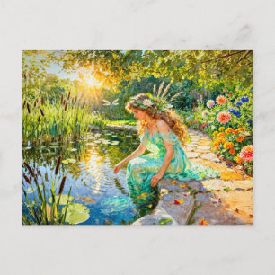 Griechische Göttin Naiade Gartenteich Postkarte