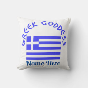 Griechische Göttin und Flagge Griechenlands Person Kissen