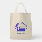 Griechische Göttin und Flagge Griechenlands Person Tragetasche (Rückseite)