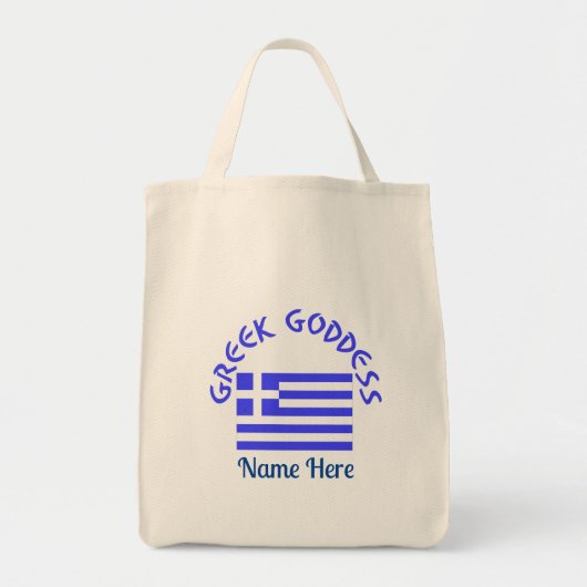 Griechische Göttin und Flagge Griechenlands Person Tragetasche (Vorne)