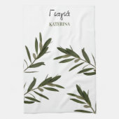 Griechische Großmutter-Olivenzweige Geschirrtuch (Vertikal)