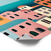 Griechische Häuser mit minimalistischer Kunst Poster (Ecke)