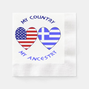 Griechische Herkunft USA Flags Hearts Serviette