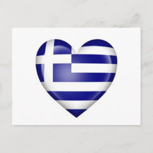 Griechische Herzenflagge auf Weiß Postkarte