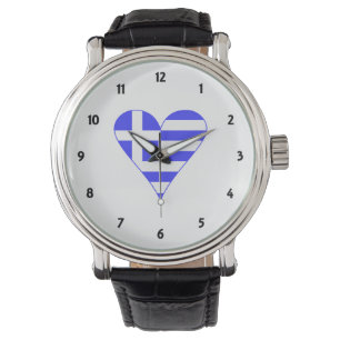 Griechische Herzflagge Funky Armbanduhr