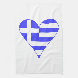 Griechische Herzflagge Funky Geschirrtuch