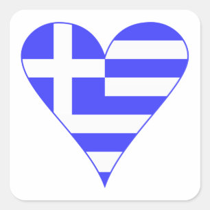 Griechische Herzflagge Funky Quadratischer Aufkleber
