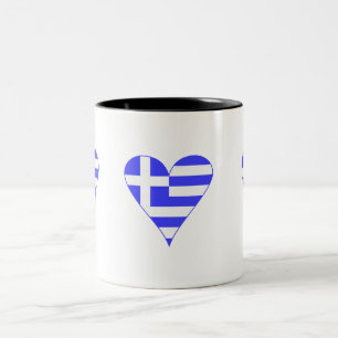 Griechische Herzflagge Funky Zweifarbige Tasse