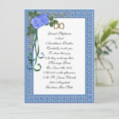 Griechische Hochzeit Einladung Blaue Rose (Stehend Vorderseite)