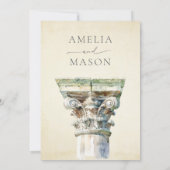Griechische Hochzeit in Vintager Spalte Einladung (Rückseite)
