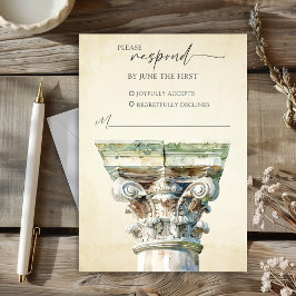 Griechische Hochzeitssäule für Wasserfarben-RSVP-A RSVP Karte