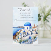 Griechische Hochzeitstipendienkarte RSVP Karte (Stehend Vorderseite)