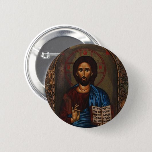 Griechische IKONE CHRISTUS Button (Vorne & Hinten)