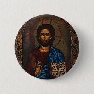 Griechische IKONE CHRISTUS Button