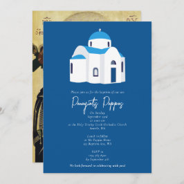 Griechische Insel Blauer Dom Kirche Taufe Christen Einladung