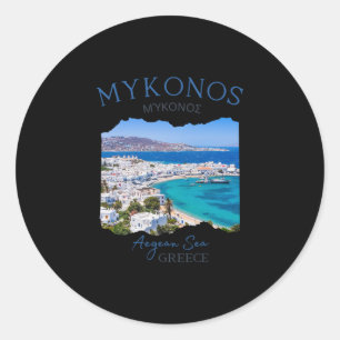 Griechische Insel Mykonos Griechenland Urlaub Fami Runder Aufkleber