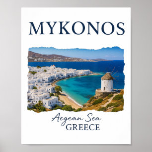 Griechische Insel Mykonos Urlaub Reise Küstenleben Poster