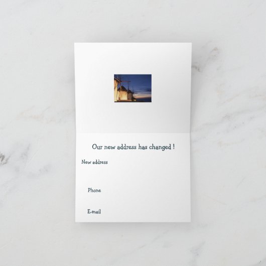 Griechische Insel - neue Adresskarte Ankündigung (Innenseite)