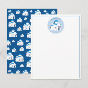 Griechische Insel Santorin Blaue Kuppelkirche Mono Mitteilungskarte