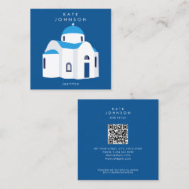 Griechische Insel Santorini Blauer Dome Kirche QR  Quadratische Visitenkarte