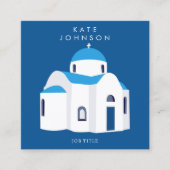 Griechische Insel Santorini Blauer Dome Kirche QR Quadratische Visitenkarte (Vorderseite)