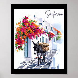 Griechische Insel Santorini Donkey im traditionell Poster