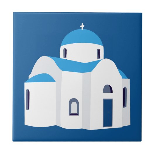 Griechische Insel Santorini Kirche Fliese (Vorderseite)