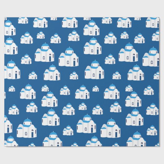 Griechische Insel Santorini Kirche Geschenkpapier (Flach)