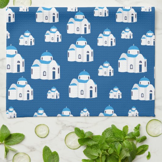 Griechische Insel Santorini Kirche Geschirrtuch (Gefaltet)