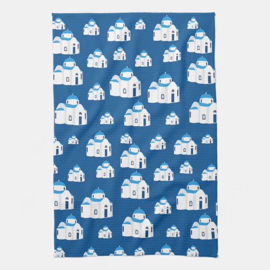Griechische Insel Santorini Kirche Geschirrtuch (Vertikal)