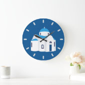 Griechische Insel Santorini Kirche Große Wanduhr (Zuhause)