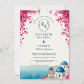 Griechische Insel Sunset Romance Wedding Einladung (Vorderseite)