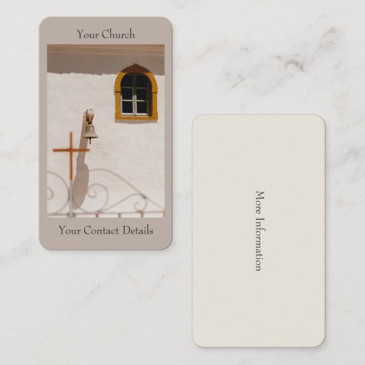 Griechische Inselkirche mit Kreuz und Bell Paxos Visitenkarte (Vorne/Hinten)