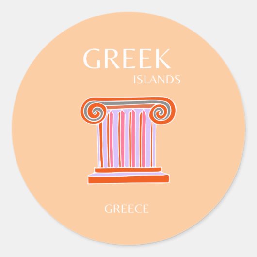 Griechische Inseln, Griechenland, Reisekunst, Oran Runder Aufkleber (Vorderseite)