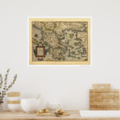 Griechische Inseln Karte Ortelius 1570 Poster (Küche)